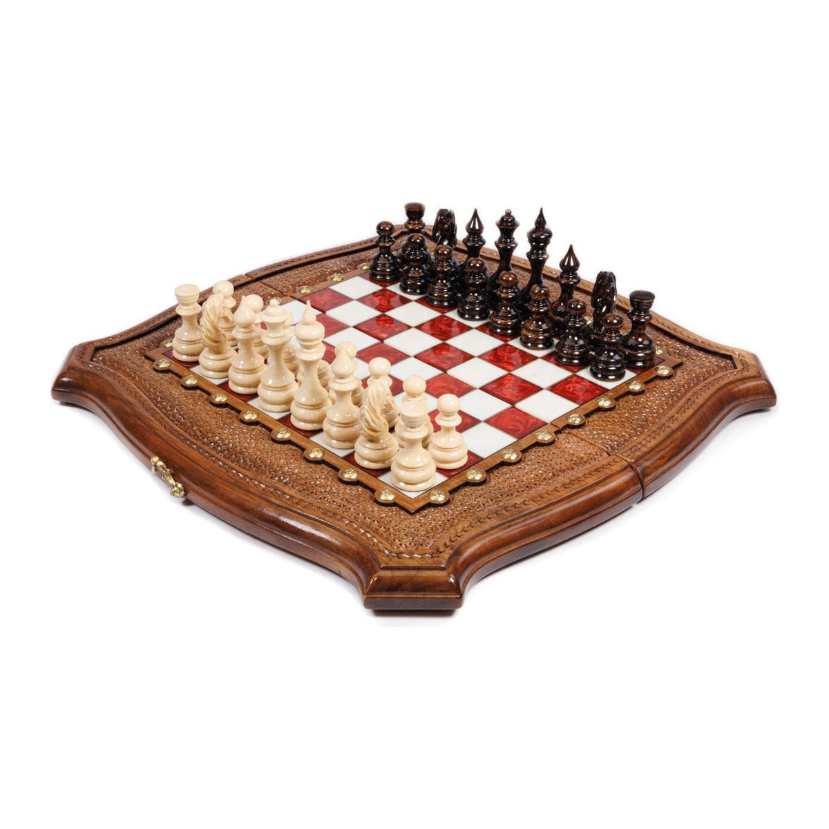 Walnut Chess Set with Epoxy, 40 cm
