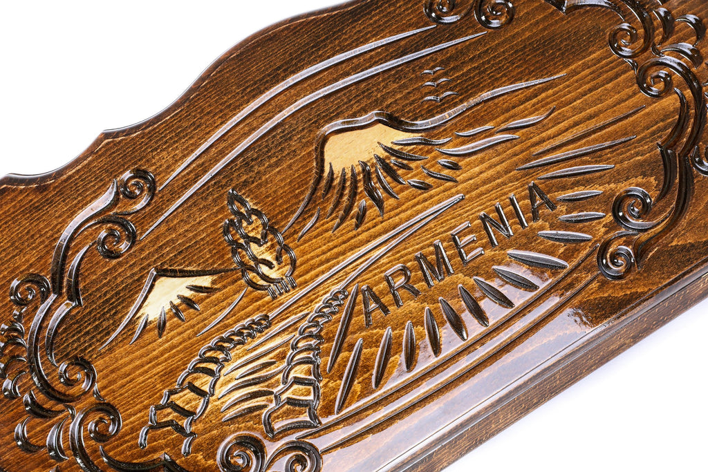 Handmade Wooden Backgammon Set with Mount Ararat, 60 cm (Model 11334)