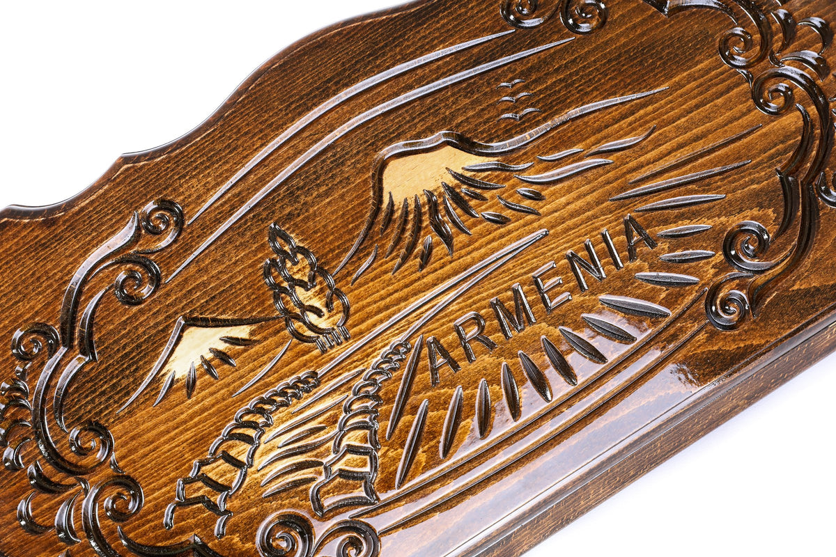 Handmade Wooden Backgammon Set with Mount Ararat, 60 cm (Model 11334)