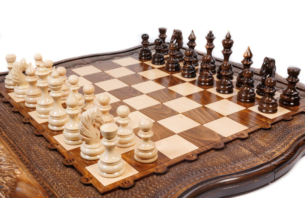 Chess & backgammon set with Mount Ararat outline, 60 cm