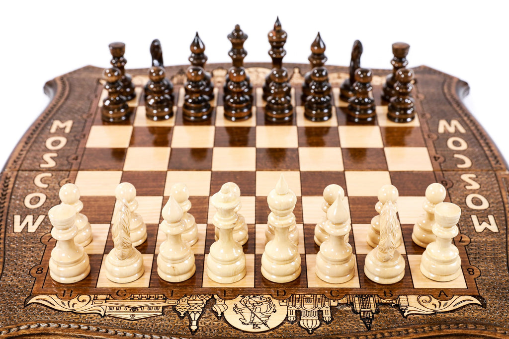 Handmade Wooden Chess Set with Moscow Edition, 50 cm