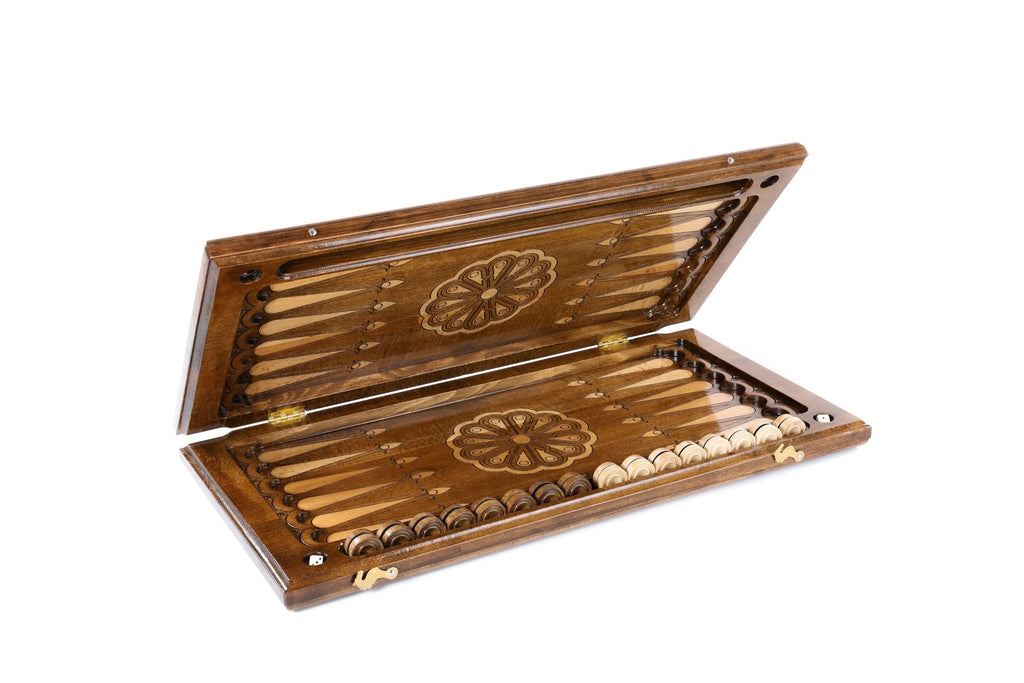 Handmade Wooden Backgammon Set, Classic Board, 60 cm (Model 11254)