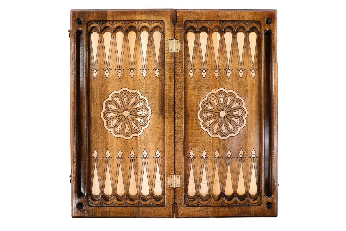 Handmade Wooden Backgammon Set with Mount Ararat, 60 cm (Model 11299)