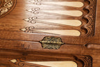 Handmade Walnut Backgammon Set with 100 Dollar Bill and Hornbeam Inlay, 60 cm