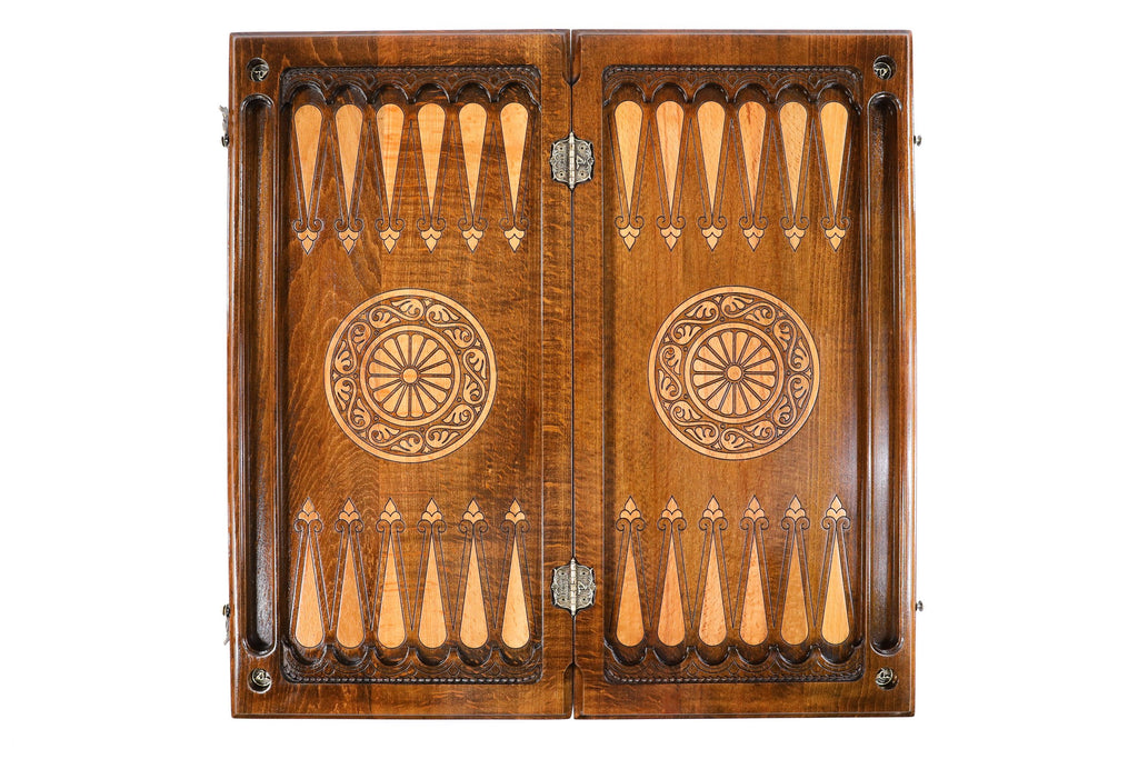 Handmade Wooden Backgammon Set with Armenian Coat of Arms, 60 cm (Model 11678)