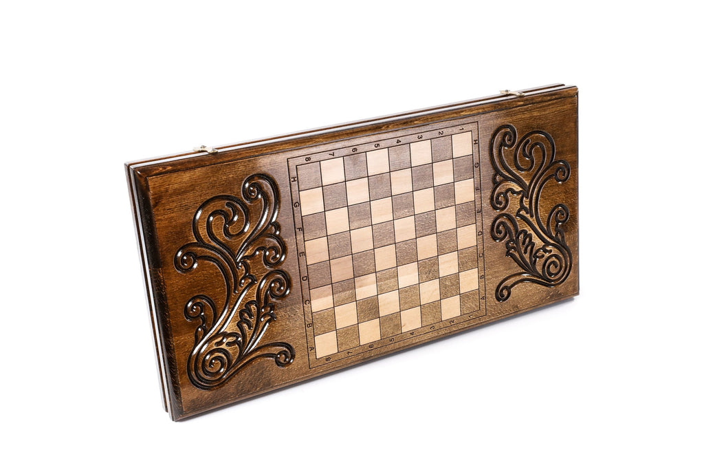 Handmade Wooden Backgammon Set, Classic Board, 60 cm (Model 11254)