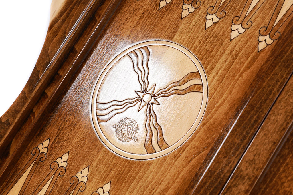 Handmade Wooden Two-Sided Backgammon Set with Assyrian Coat of Arms and Ararat Outline, 60 cm