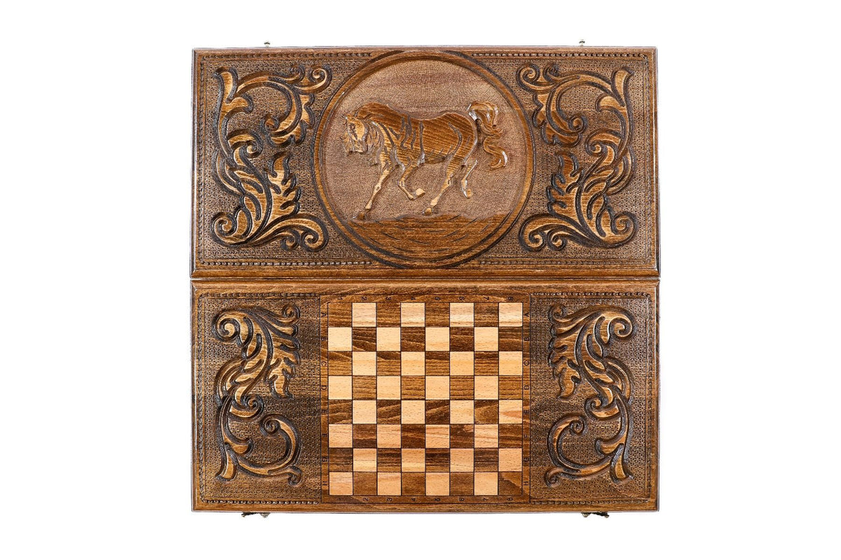 Juego de backgammon clásico con caballo, 60 cm – foto 7