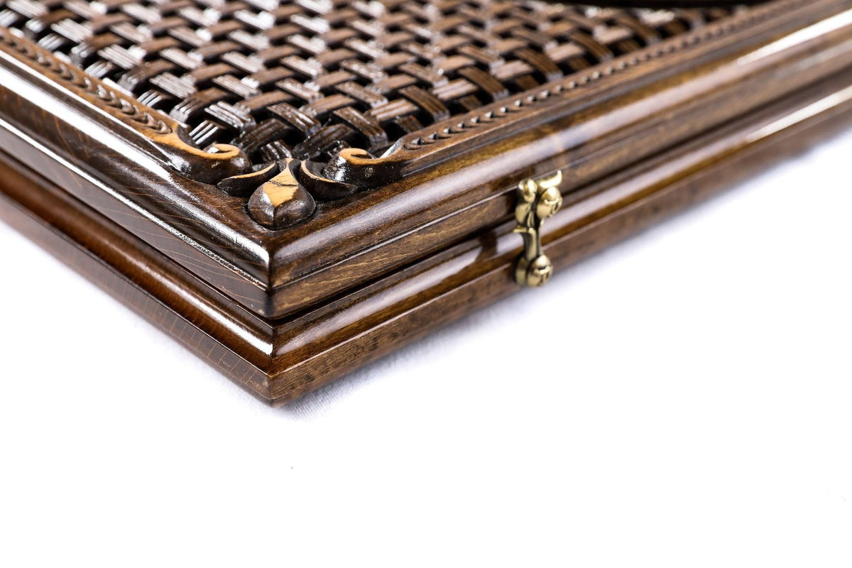 Backgammon mit Granatäpfeln & Trauben, Flechtgitter, dunkel, 60 cm – Foto 5