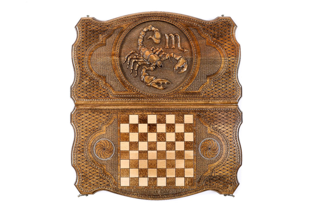 Juego de backgammon con el signo zodiacal Escorpio, contorno perfilado, 60 cm – foto 9