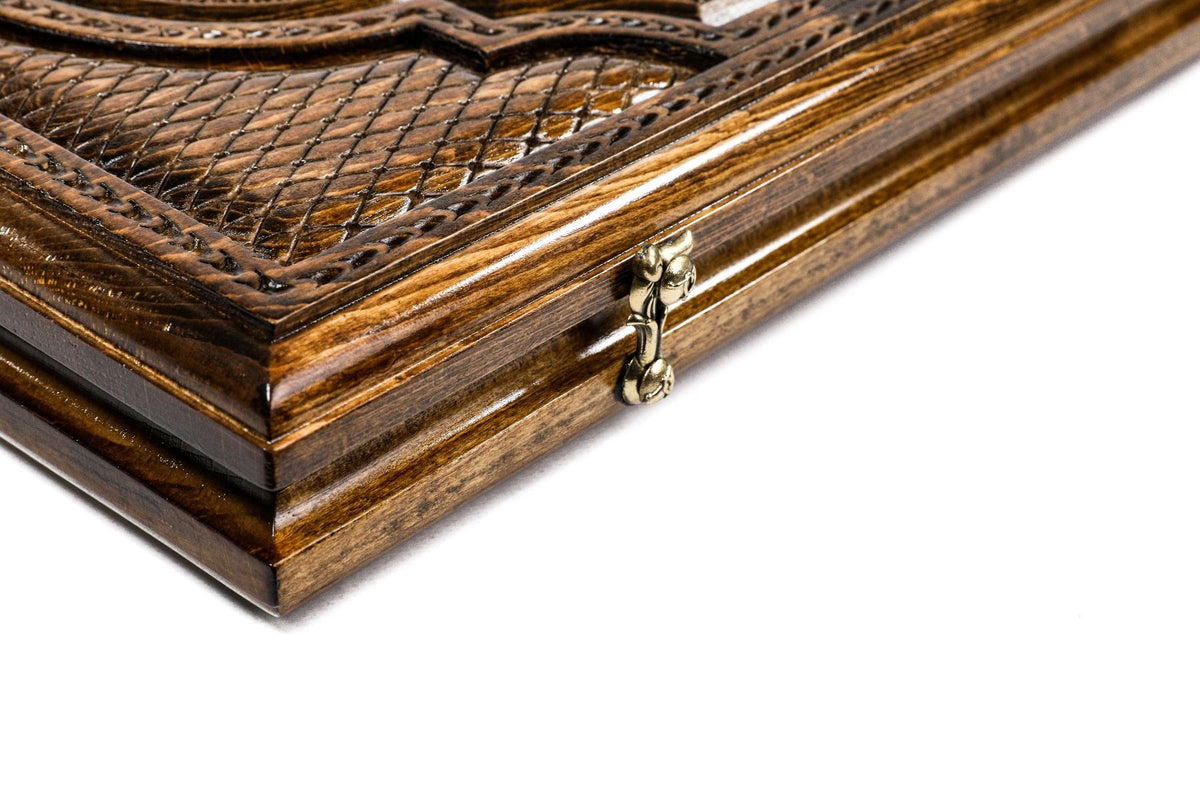 Backgammon mit Granatäpfeln, hellem Medaillon & Bogenrahmen, 60 cm – Foto 9