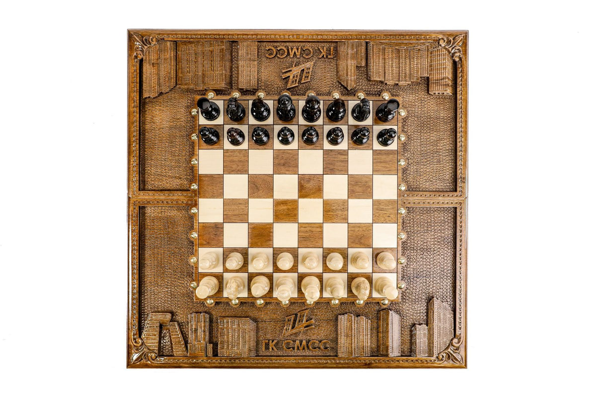 Juego de ajedrez tipo caja de madera tallada, 60 cm – foto 10