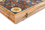 Backgammon With Tree Branch Slices And Epoxy Two-Sided Classic Blue - HrachyaOhanyan Co