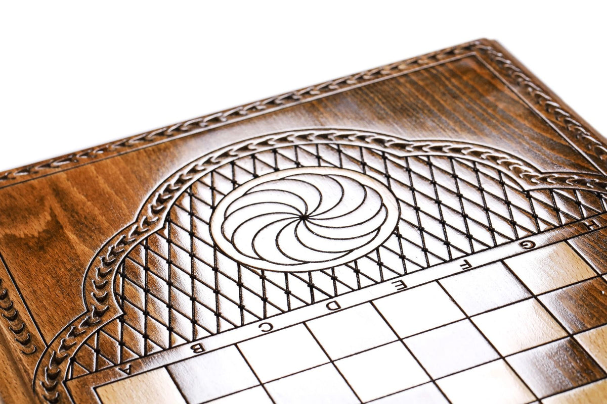 Backgammon mit weißer Rosette auf Gitteroval, 50 cm – Foto 7