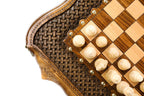 Chess-backgammon with braid-pattern with copyrighted Mount Ararat outline - HrachyaOhanyan Co