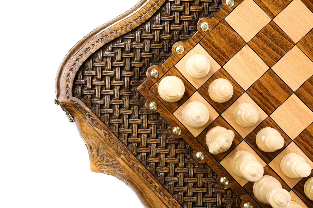Chess-backgammon with braid-pattern with copyrighted Mount Ararat outline - HrachyaOhanyan Co