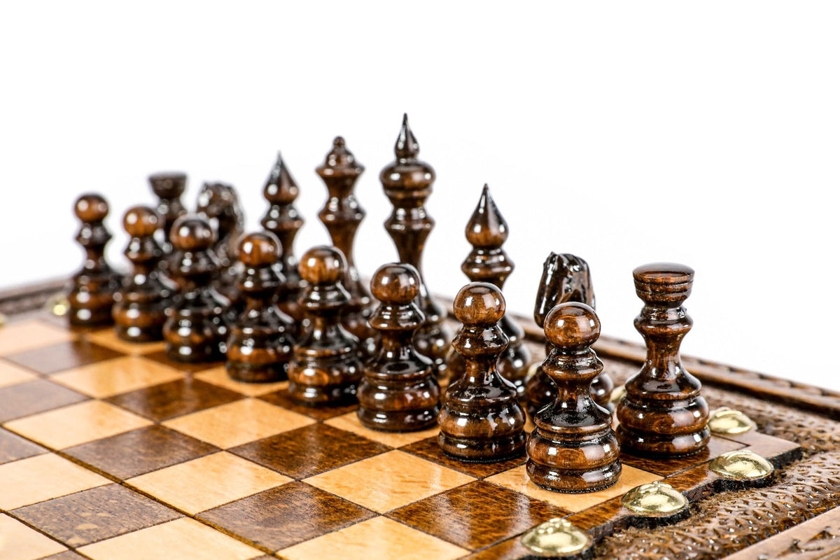 Juego de ajedrez clásico con letras y números de bronce, 30 cm – foto 10
