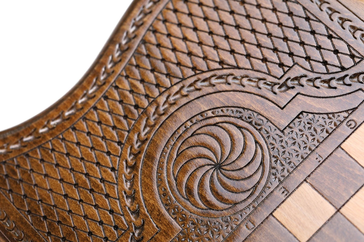 Ornamental Motif Backgammon with Copyrighted Mount Ararat Outline - HrachyaOhanyan Co