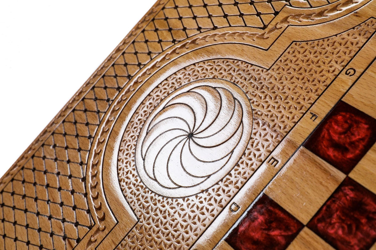 Klassisches Backgammon-Set mit Granatapfelbaum, 60 cm – Modell 11501red – Foto 10
