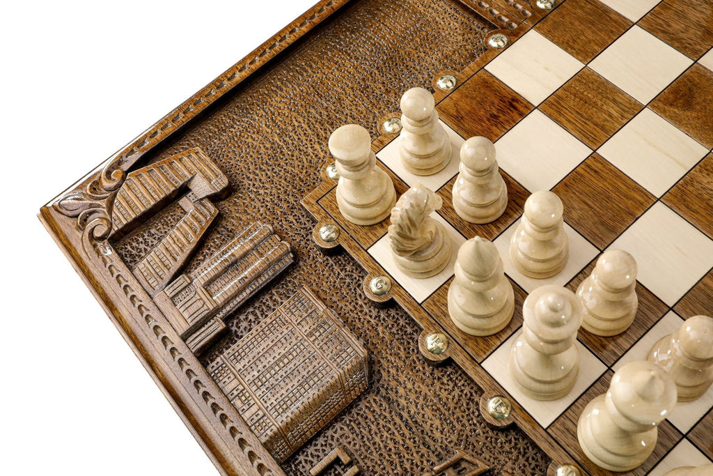 Carved Wooden Box-Style Chess Set, 60 cm – photo 12