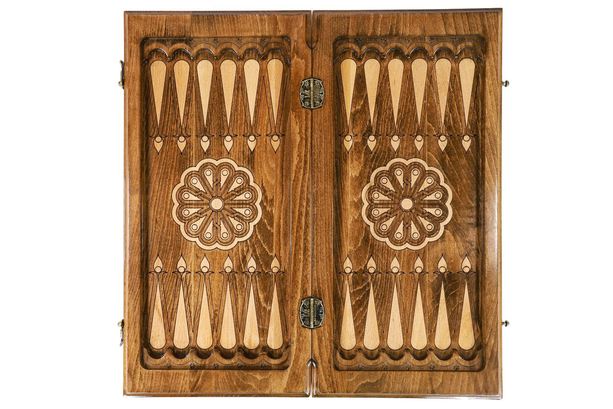 Backgammon mit weißer Rosette auf Gitteroval, 50 cm – Foto 12