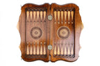 Backgammon With Ornamental Snowflake Motif With Copyrighted Mount Ararat Outline - HrachyaOhanyan Co