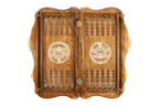 Coat of arms of Tajikistan backgammon with copyrighted Mount Ararat outline two-sided - HrachyaOhanyan Co
