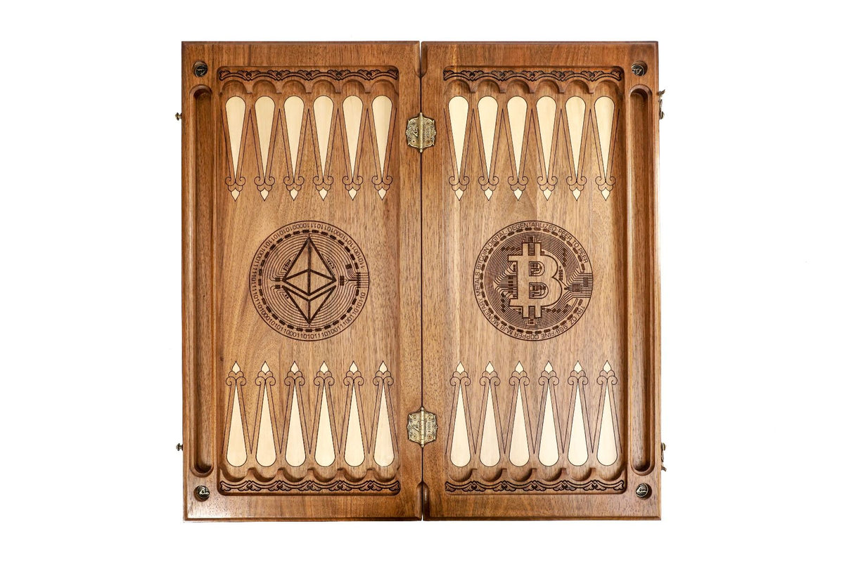 Klassisches Walnuss-Backgammon-Set mit Reliefschnitzerei, 60 cm – Foto 13