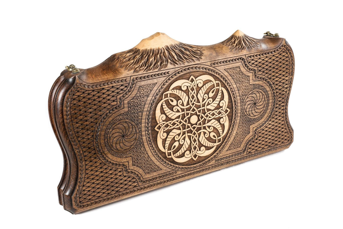 Church of St. Hripsime -Ornamental motif Backgammon with copyrighted Mount Ararat - HrachyaOhanyan Co