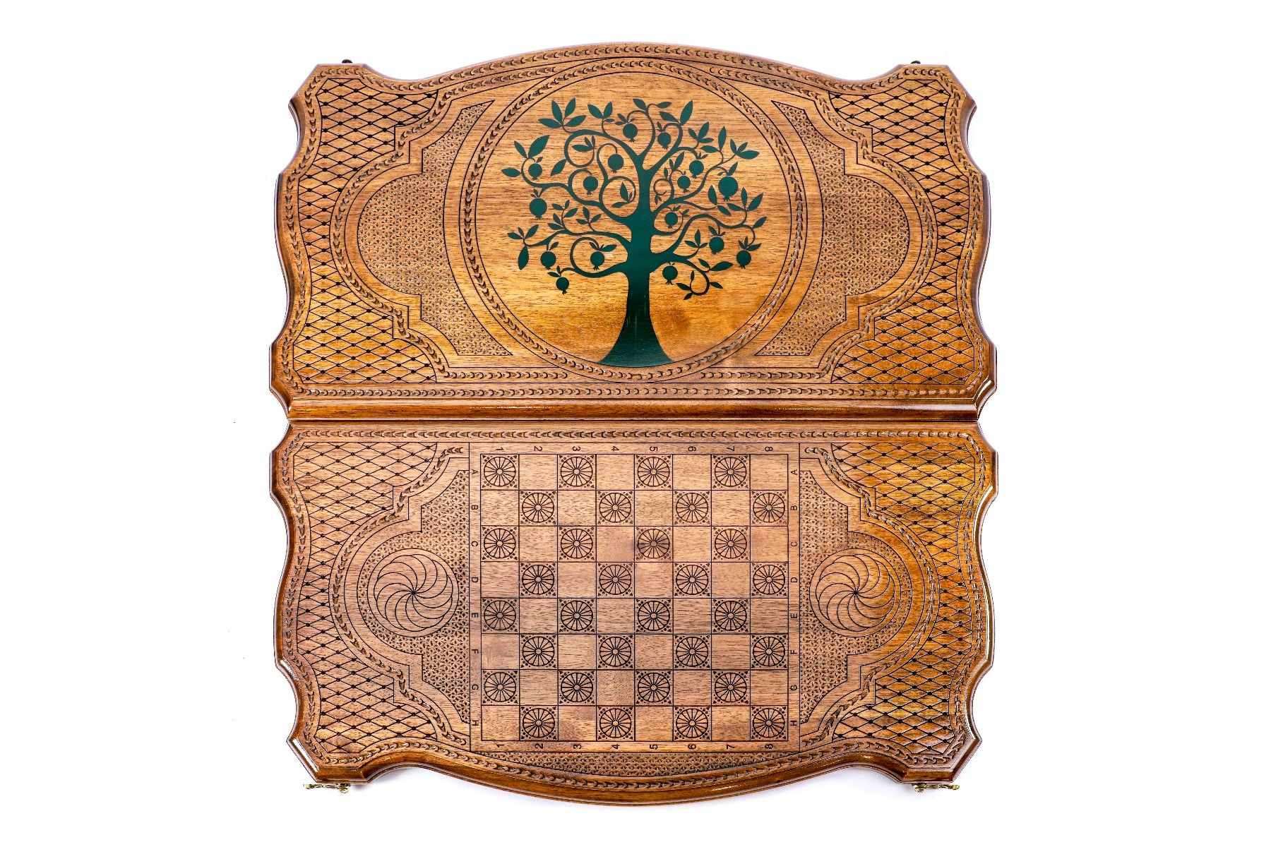 Pomegranate Tree-Epoxy Backgammon With Copyrighted Contour Outline - HrachyaOhanyan Co