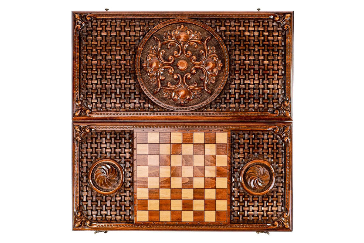 Juego de backgammon clásico con ornamento trenzado, 60 cm – foto 11