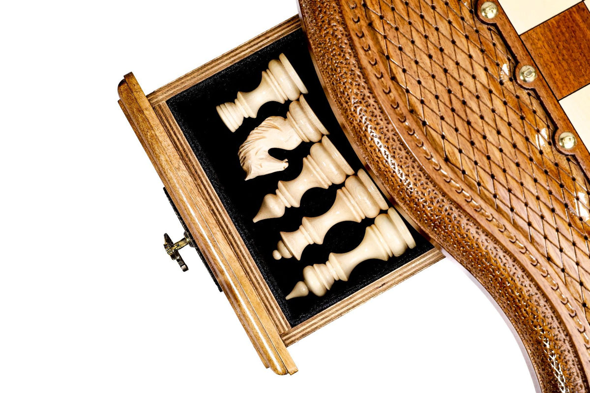 Wooden Chess Table with Drawers, 60 cm – photo 14