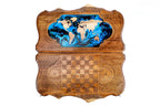 World map backgammon with copyrighted Mount Ararat outline - HrachyaOhanyan Co