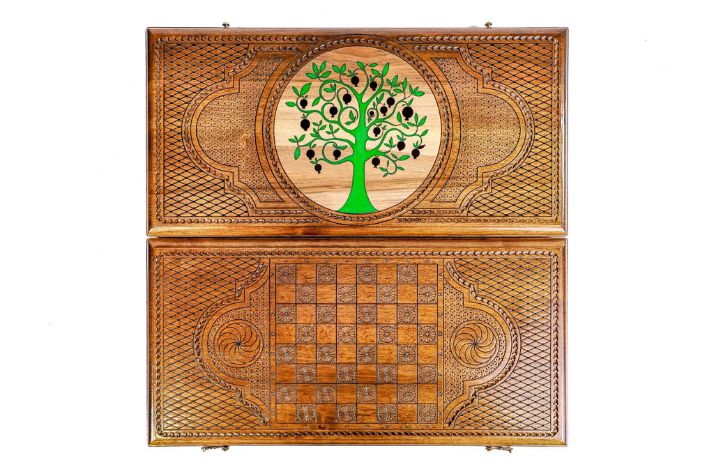 Pomegranate Tree-Epoxy Backgammon Classic - HrachyaOhanyan Co