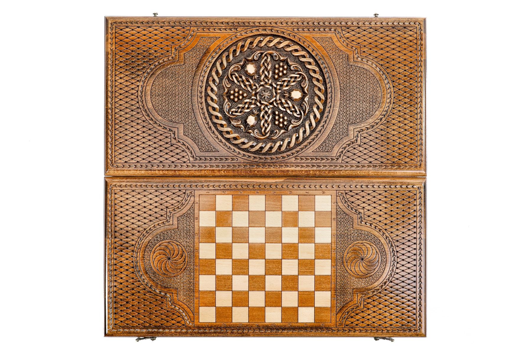 Pomegranate-Grapes Backgammon With Braid Motif Classic - HrachyaOhanyan Co