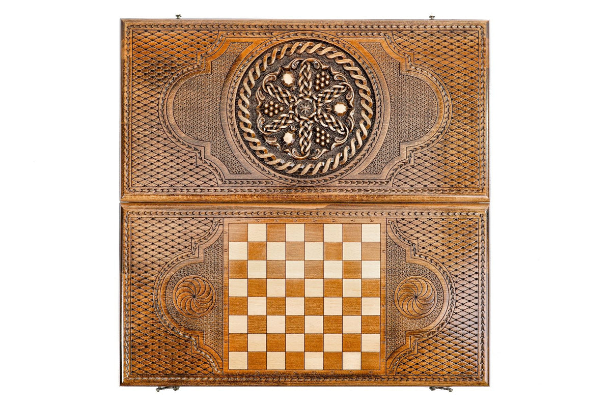 Backgammon mit Granatäpfeln & Trauben, Kordelmedaillon, hell, 60 cm – Foto 11