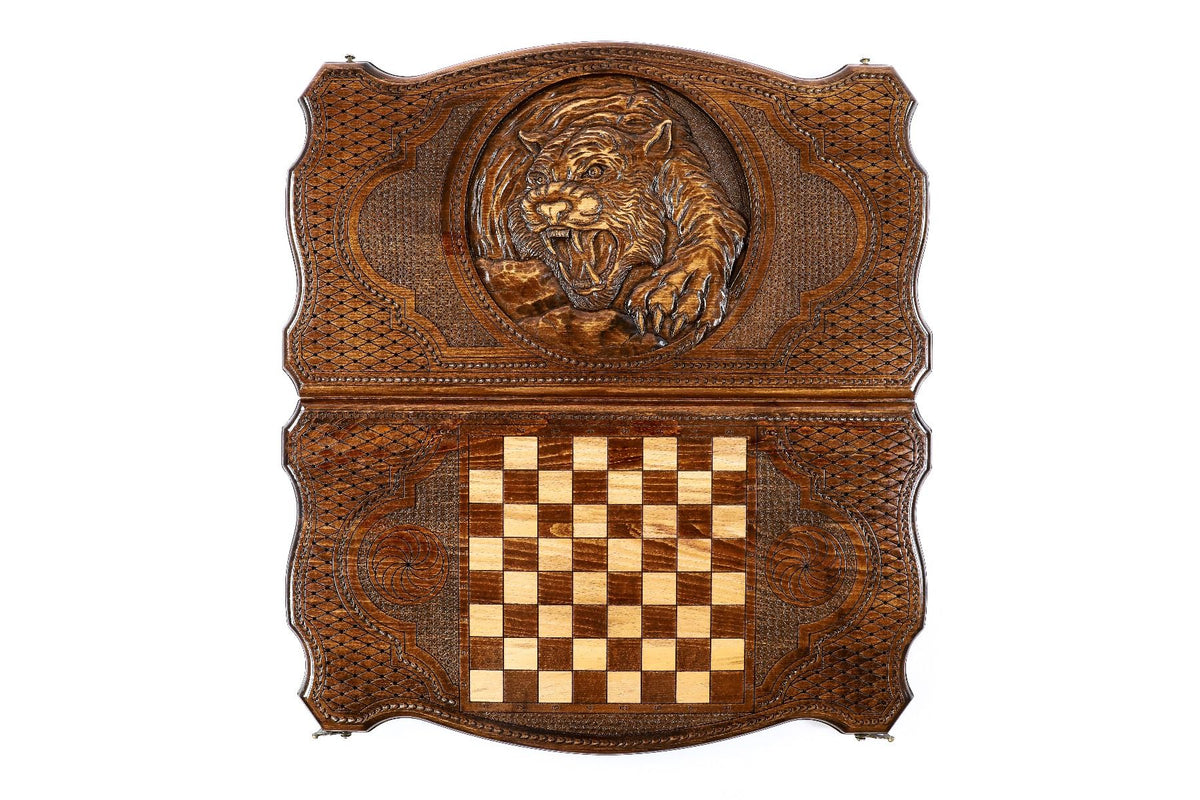 Backgammon-Set mit Tiger & Konturrand, 60 cm – Foto 8