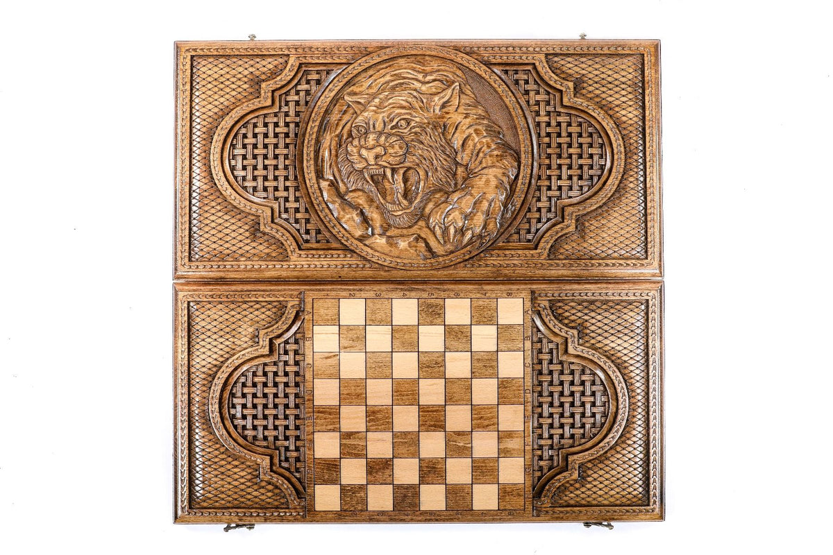 Backgammon-Set mit Tiger & detailreichen Elementen, 60 cm – Foto 11