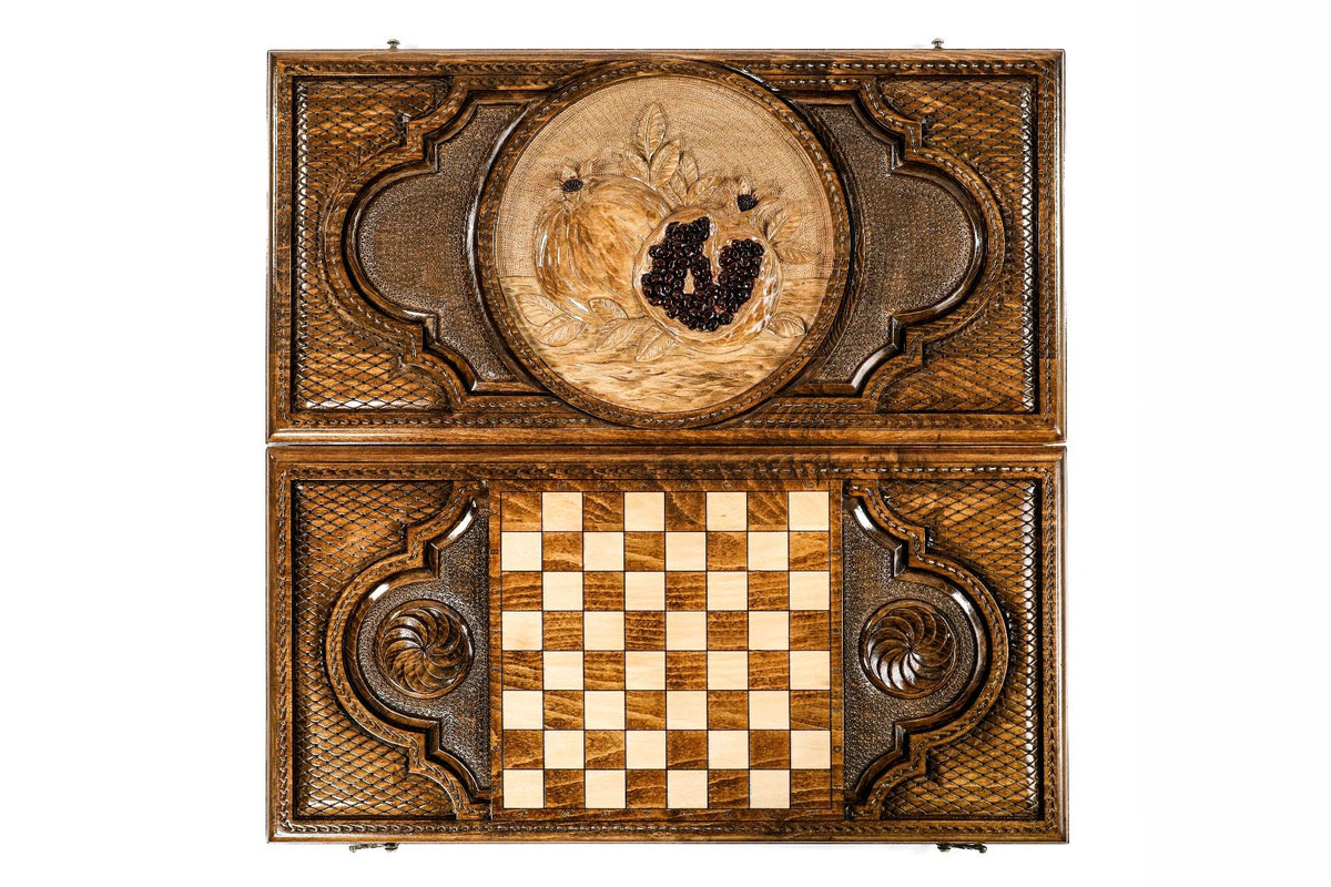 Backgammon mit Granatäpfeln, hellem Medaillon & Bogenrahmen, 60 cm – Foto 11