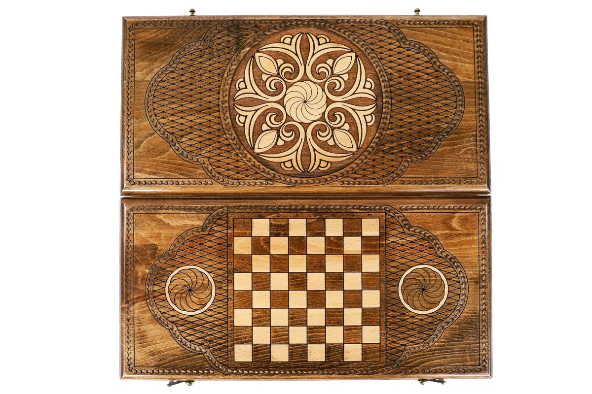 Backgammon mit weißer Rosette auf Gitteroval, 50 cm – Foto 11