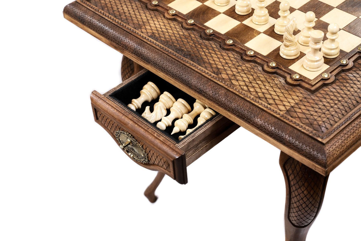 Klassischer Schachtisch mit Schubladen, 60 cm – Foto 16