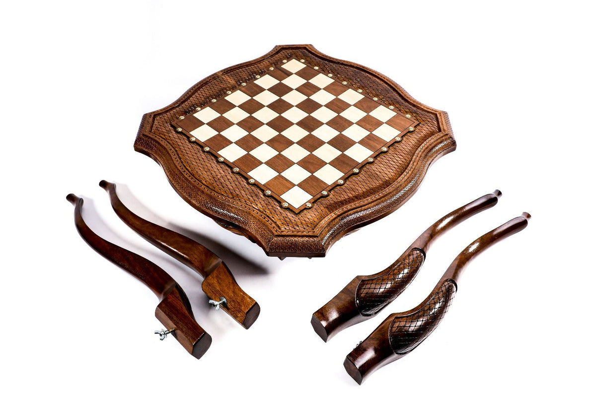 Wooden Chess Table with Drawers, 60 cm – photo 16