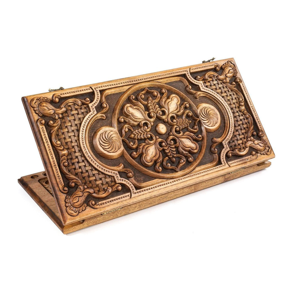 Two-Sided Eternity Backgammon Set with Inlay & Braid, 60 cm – handmade by Hrachya Ohanyan