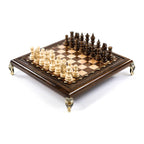 Square Chess With Bronze Legs – handmade wooden chess set by Hrachya Ohanyan