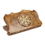 Backgammon With Ornamental Snowflake Motif With Copyrighted Mount Ararat Outline - HrachyaOhanyan Co