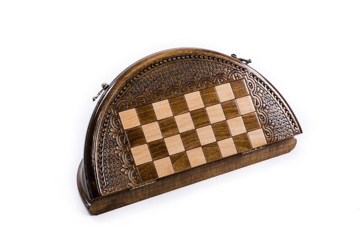 Juego de ajedrez circular con canto ornamental grabado, 30 cm – foto 4