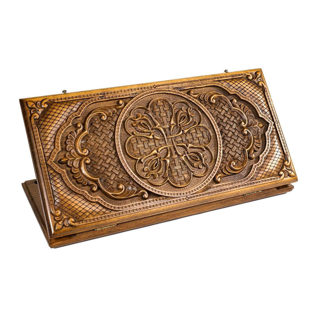 Ornamental Bas-Relief Backgammon Classic – handmade wooden nardi board by Hrachya Ohanyan