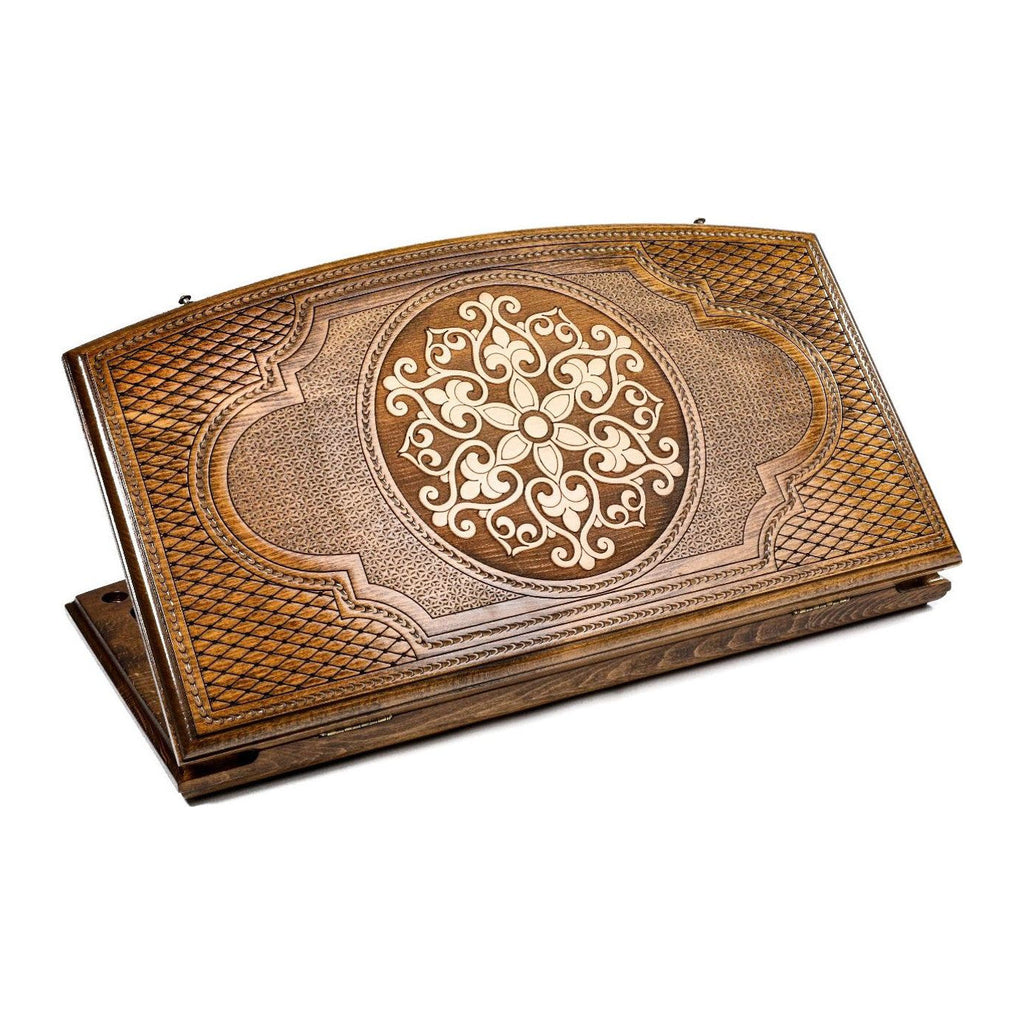 Snowflake Ornament Backgammon Set, Arch-Style Outline, 60 cm – handmade by Hrachya Ohanyan