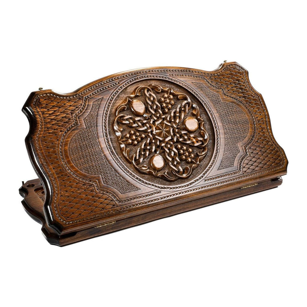 Pomegranate & Grapes Backgammon Set, Contour Outline, 60 cm – handmade by Hrachya Ohanyan