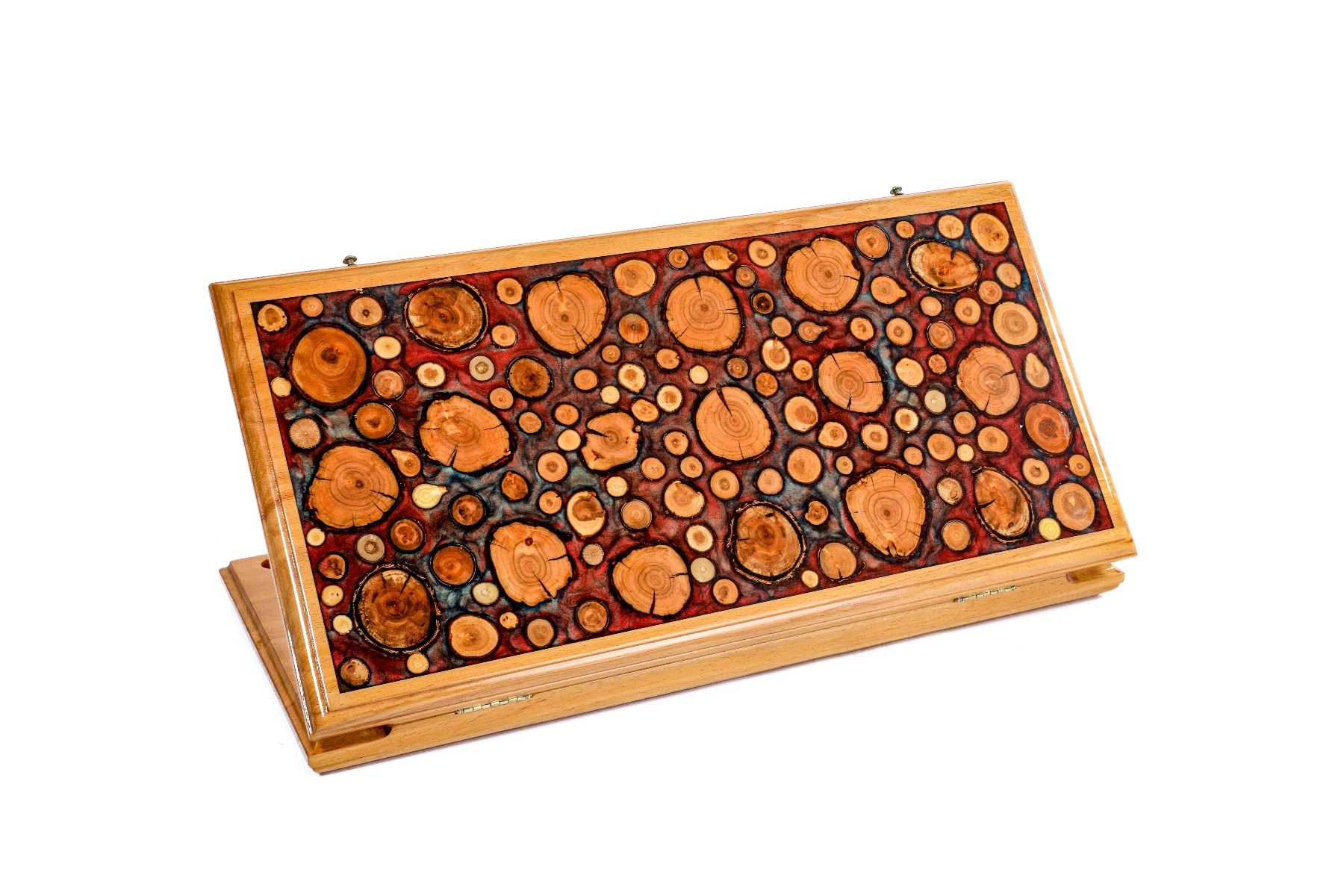 Backgammon With Tree Branch Slices And Epoxy Two-Sided Classic - HrachyaOhanyan Co